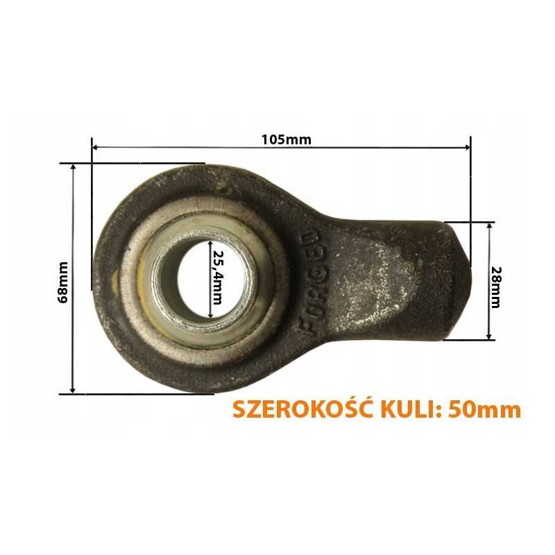Virinamas apatinės trauklės galas, skersmuo 25 4 mm