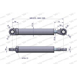 Hidraulinis cilindras, vienpusė pavara, tur