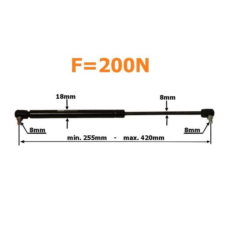 Dujinis amortizatorius 420mm 200n vyras 81748210041