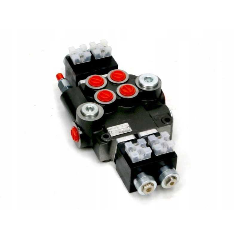 2 sekcijų hidraulinis skirstytuvas, valdomas elektroniniu būdu