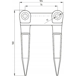 Dvigubos antraštės durtuvas be kotelio tinka Bizo