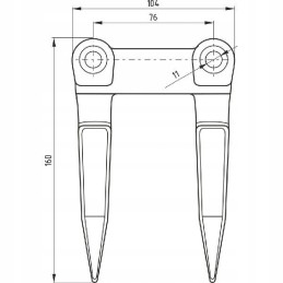 Dvigubos antraštės durtuvas be kotelio tinka Bizo