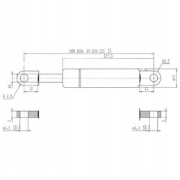 Amortizatoriaus dujų balionas 225mm 75n kilpa 108157