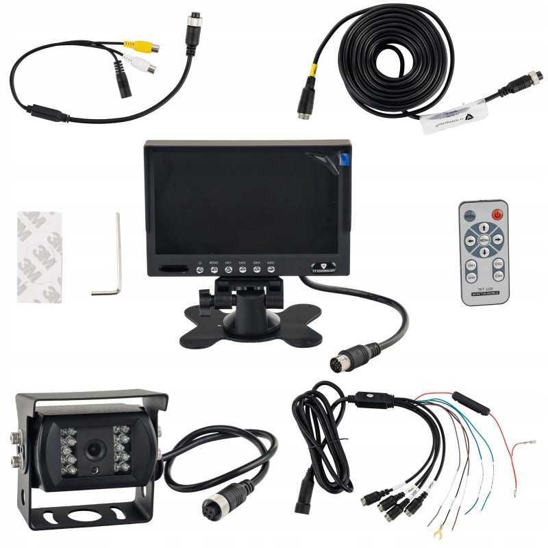 Atbulinės eigos kamera su monitoriumi, 7 laidai, 15 m