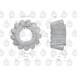 Pora atakuojančių ratų 46625070 zetor c 360 kniedės fi 8 dantukai