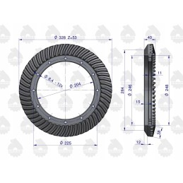 Pora Zetor C 360 atakuojančių ratų, 8 dantų įstrižainės kniedės