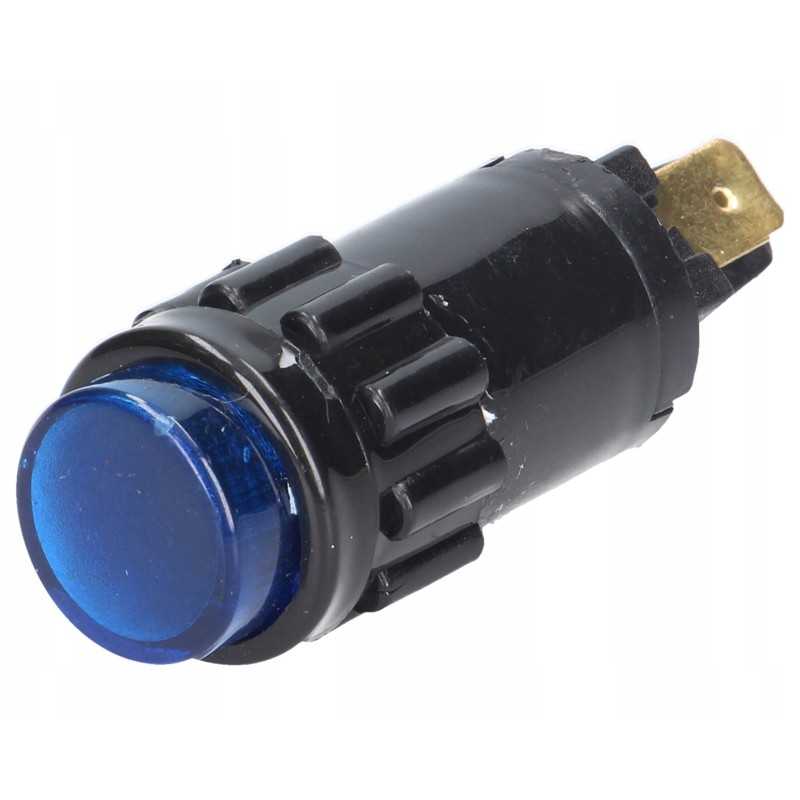 Mėlyna indikacinė lemputė, 12v, 18mm skersmens korpusas