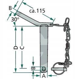 Viršutinis jungties kaištis 191mm fi 25mm cat 2