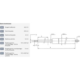 Dujinė spyruoklė l462 mm 200n stabilus ca697699