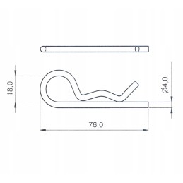 Cinkuotas kaištis, skersmuo 4 mm, ilgis 75 mm