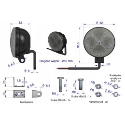 Mini apvali darbinė lempa 12w 4 LED glanz