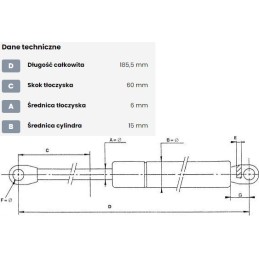 Dujinė spyruoklė L185 5 mm 200N stabilus CA192872