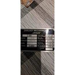 Antspauduota Ursus C 355 C355 vardinė lentelė