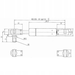 Amortizatorius dujų balionas 344mm 250n 31517910 va