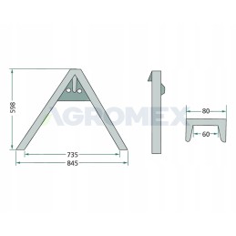 Priekinio prikabinimo trikampis stačiakampis 1 2 3 1 5t 100km