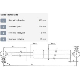 Dujinė spyruoklė l486 mm 550n stabilus ca0279qy
