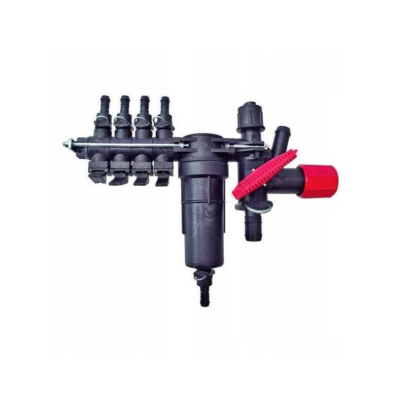 Purkštuvo skirstytuvas, 4 sekcijų filtras