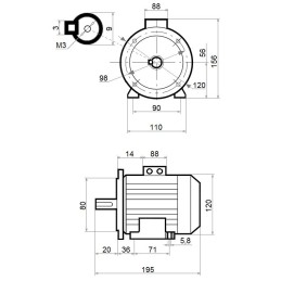 Elektros variklis b5 b35 0 12kw 400v 1500 aps./min
