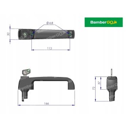 Kairė durų rankena ursus mf bison mtz su raktu