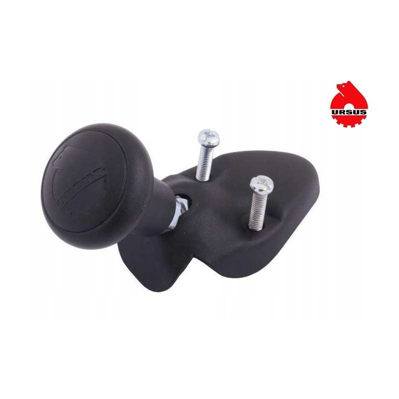 Juoda vairo rankenėlė dengia rėmo tvirtinimą