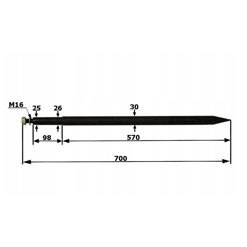 Tiesus krautuvas 700mm m16x1 5 c 330 c 360