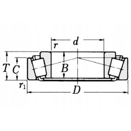 31308pe kūginis ritininis guolis 40 x 90 x 25 25