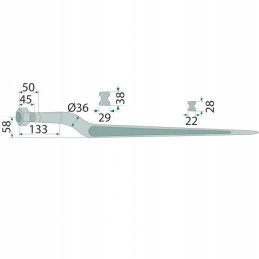 Išlenktas dantis 43018884fpl dl 880 mm oe 36 mm m22x1 5