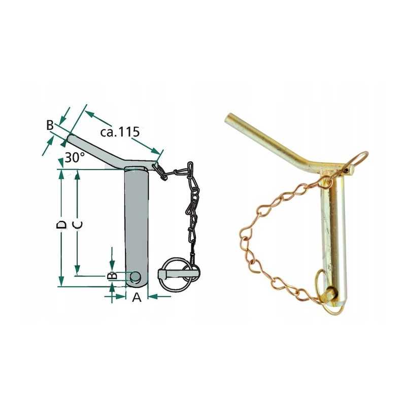 Viršutinis jungties kaištis l 151mm fi 19mm cat 2