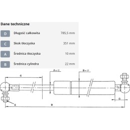 Dujinė spyruoklė L785 5 mm 200N stabilus CA4872ny