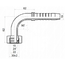 Dkol 90 jungtis dn19 1 2sn m30x2 x10 hidrolideris
