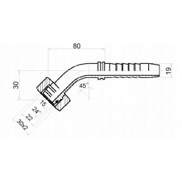 Dkol 45 jungtis dn19 1 2sn m30x2 x10 hidrolideris