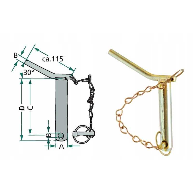 Viršutinis jungties kaištis l 151mm fi 25mm cat 2