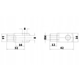M8 universali šakės galvutė