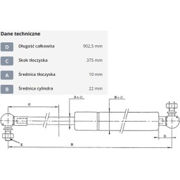 Dujinė spyruoklė L902 5 mm 800N stabilus CA017856