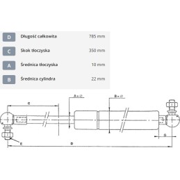 Dujinė spyruoklė l785 mm 350n stabilus ca095494