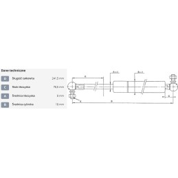 Dujinė spyruoklė L241 5 mm 350N stabilus CA8744cy