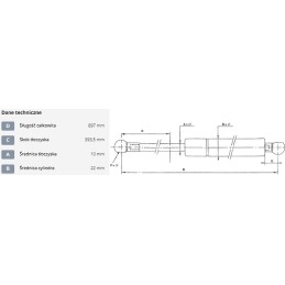 Dujinė spyruoklė l897 mm 600n stabilus ca2599yy