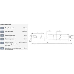 Dujinė spyruoklė l590 mm 240n stabilus ca897884