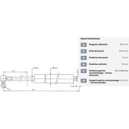 Dujinė spyruoklė l585 mm 800n stabilus ca094676