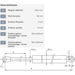 Dujinė spyruoklė L405 5 mm 700N stabilus CA084492