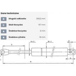 Dujinė spyruoklė L399 5 mm 330N stabilus CA615722