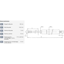 Dujinė spyruoklė l325 mm 500n stabilus ca7499ni