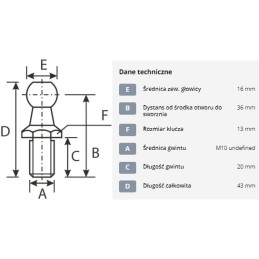 Kampinės jungties rutulinis kaištis ca2054qf