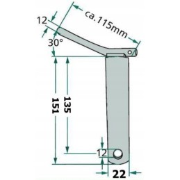 Apatinis prikabinimo kaištis, 1 kategorija, 22x151 mm, cinkuotas