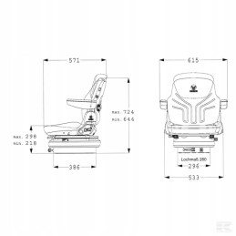 Grammer sėdynės galvos atrama, juoda medžiaga