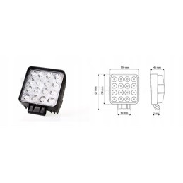 LED darbinė lempa kvadratinė 16xled 48w