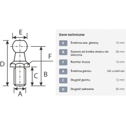 Stabilus rutulinis kaištis ca4486md