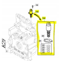 Solenoidinis vožtuvas John Deere 1654 1854 2054 re190713 originalus