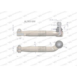 Dešinysis vairo šarnyras 310mm m24x1 5 al39318
