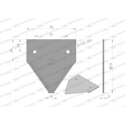 Derliaus nuėmimo peilis 80x76x2mm skylė 5 5 aplikacija 206236